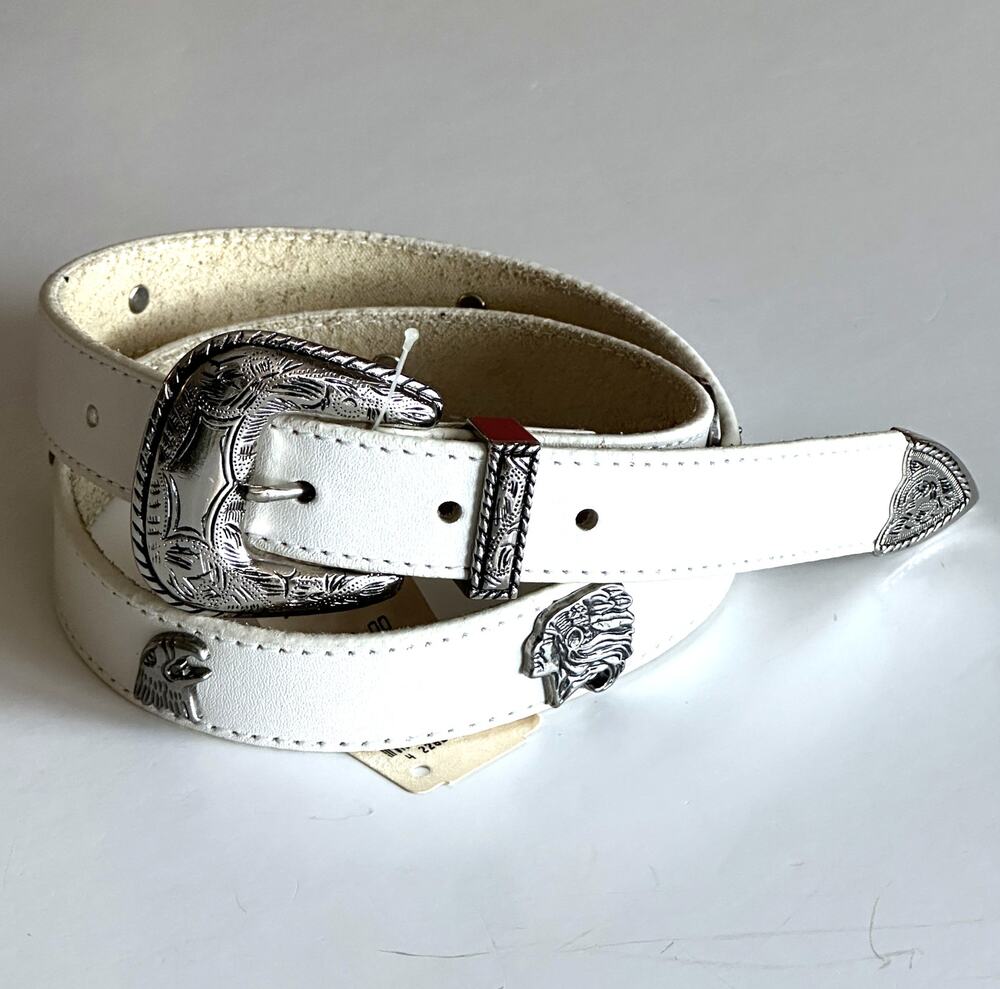 Daytons NEW Vintage Leather Western Belt Womens Medium White Conch Horse Cowgirl